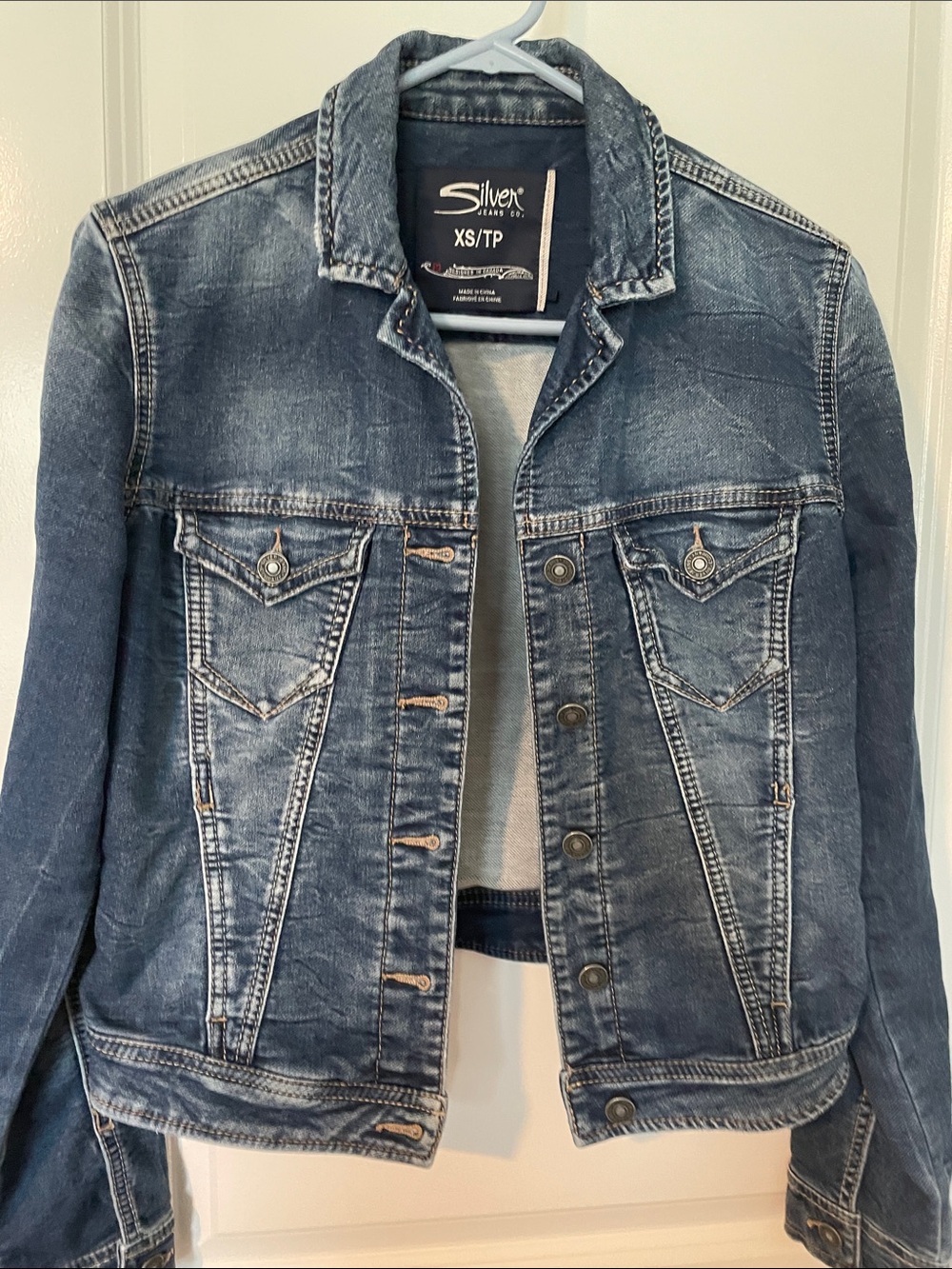 Silver Jeans Distressed Blue Denim Jacket